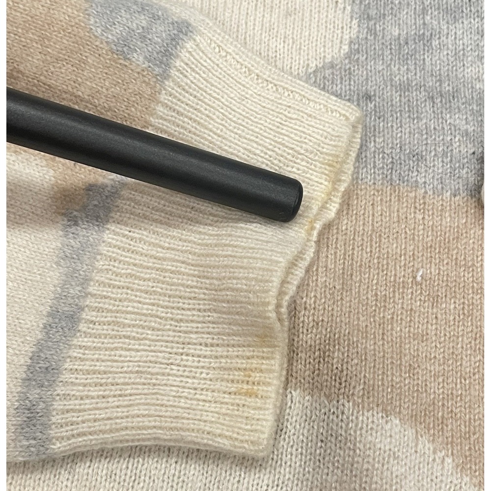 Jumper 1234 Camo Cashmere Sweater V Neck Beige Gray White Women's Size L - Picture 10 of 11